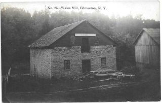 Rppc " No.  25 - - Wales Mill,  Edmeston,  Ny " Old Stone Mill Posted 1914 From Edmeston