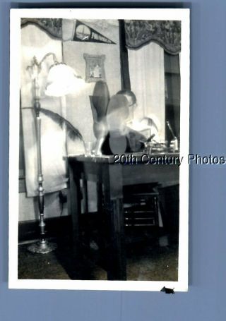 Found B&w Photo K,  8529 Man Sitting In Chair With Feet On Table