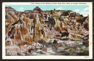Scene In The Bottom Of Hell’s Half Acre Wyoming 1957 Pc By Sanborn Souvenir