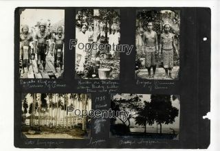 Postcards Rppc Malaya Singapore 1938 Dayak Chief Princess Borneo 9 Photos Album