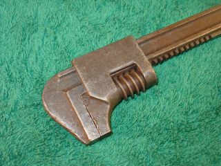 Vintage Antique 9 " Monkey Wrench Adjustable Wrench Marked 9 Auto Made In Usa