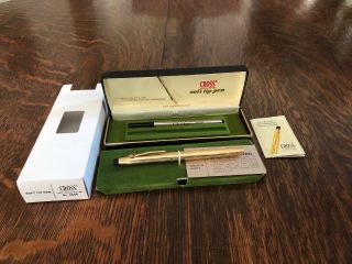 Cross - 12 Kt Gold Filled Soft Tip/rollerball Pen W/case Usa No 6604