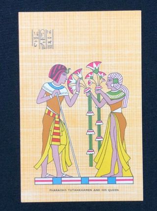 Vintage Egyptian Hieroglyphs Postcard Pharohs Tutankhamen And His Queen,  Egypt
