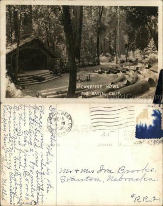 1936 Rppc Big Basin,  Ca Campfire Bowl Santa Cruz County California Postcard Ekkp