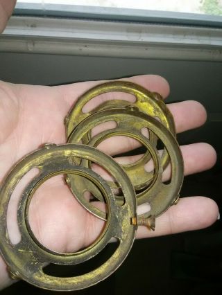 3 Antique 2 1/4 Brass Hubbell Fitter Lamp Shade Holding Ring Socket Adapters