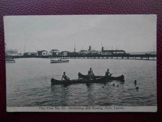 Swimming & Rowing Club Limon Costa Rica Vintage City View 10 C1910 Boats