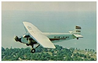 Island Air Lines The Famous Tin Goose Ford Tri - Motor Airplane Postcard Cond: Vg