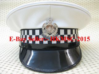 Obsolete British Colonial Era Royal H.  K Police Visor Cap To Traffic Police