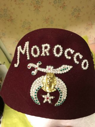 Vintage Shriners Fez Hat Tassel Rhinestone Jeweled Morocco Harry M Osers Yor