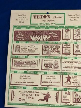 Teton Theater Jackson Hole Wyoming Movie Advertisement Cards 1979 2