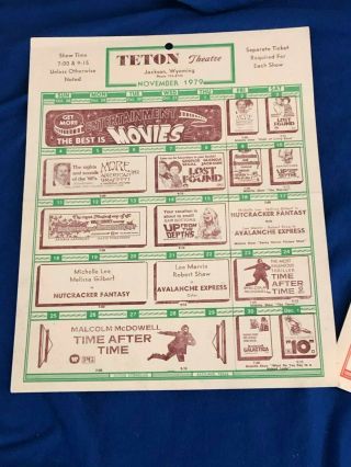 Teton Theater Jackson Hole Wyoming Movie Advertisement Cards 1979 3