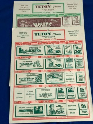 Teton Theater Jackson Hole Wyoming Movie Advertisement Cards 1979 5