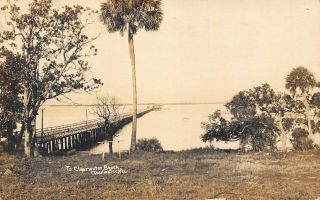 Fl - 1910’s Real Photo Florida Bridge To Beach Clearwater,  Fla - Pinellas Co.