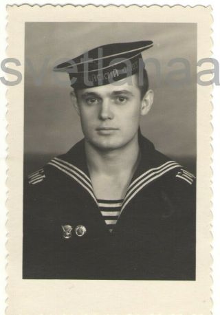 1952 Sailor Handsome Young Man Guy Boy Military Baltic Fleet Ussr Vintage Photo
