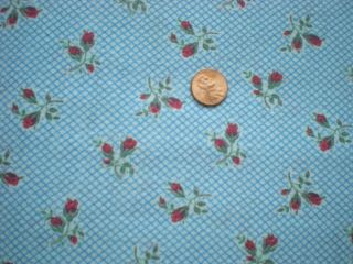 Floral Full Vtg Feedsack Quilt Sewing Doll Clothes Craft Fabric Blue Red Green