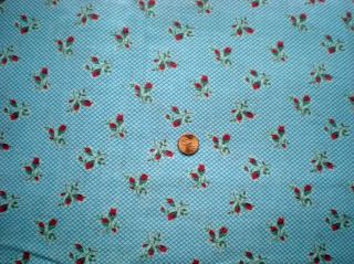 FLORAL Full Vtg FEEDSACK Quilt Sewing Doll Clothes Craft Fabric Blue Red Green 2