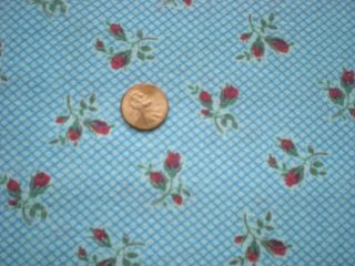 FLORAL Full Vtg FEEDSACK Quilt Sewing Doll Clothes Craft Fabric Blue Red Green 3