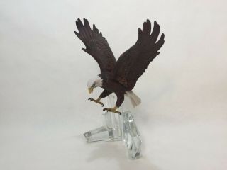 1991 Franklin Porcelain Eagle Figurine On Crystal Mountain Rock,  12 " Tall