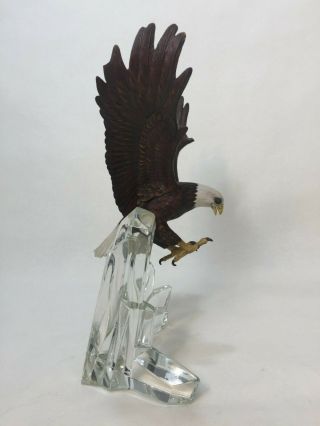 1991 Franklin Porcelain Eagle Figurine on Crystal Mountain Rock,  12 