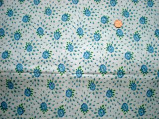 Floral Intact Vtg Feedsack Quilt Sewing Doll Clothes Craft Fabric Blue Green