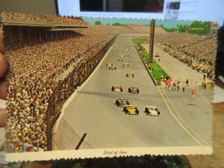 Vintage Old Indiana Postcard Indianapolis Indy 500 Mark Donohue 1972 Race Cars