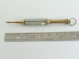 Miniature Telescopic Propelling Pencil / Mother Of Pearl Covers / Vintage