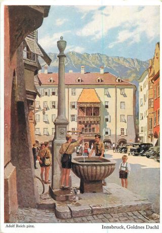 Innsbruck Austria Goldnes Dachl Scouts - Adolf Reich 1939 Signed