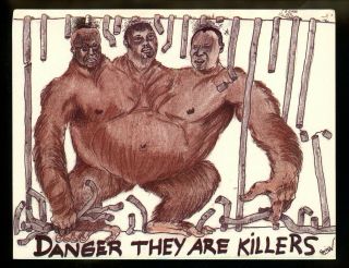 Political Postcard Comic Cartoon Duvalier & President Of Haiti Artist Christian