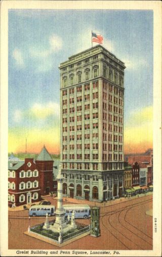 Greist Building And Penn Square Lancaster Pennsylvania Pa 1930s