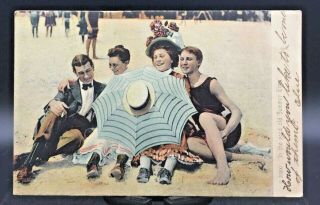 Postcard In The Good Old Summer Time Couples On Beach Posted 1906