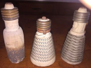 3 Vintage Steampunk Wire Coil Heating Element Heater Bulb Eagle Ceramic