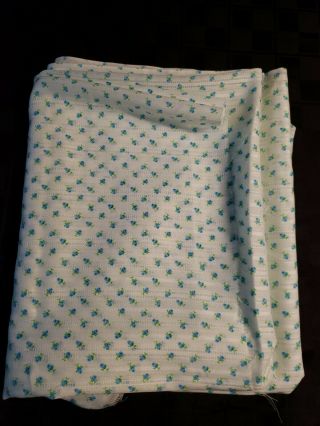 Vintage Dimity Fabric Tiny Blue Flowers White Background 44 " Wide 1.  5,  Yards