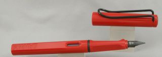 Lamy Safari Old Color Limited Red W/ Black Clip Fountain Pen - Ef Nib