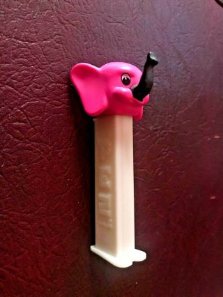 Vtg Pez Pink Elephant White Base Kooky Zoo Series Candy Dispenser Skull & Chick