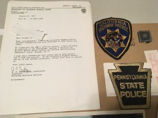 Vintage California Highway Patrol CHIPS Patch Pin Photo Letter Pa State Police 3