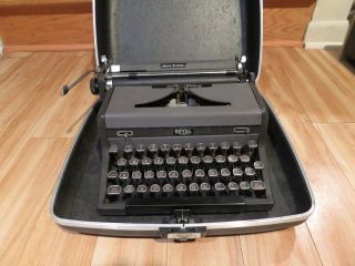 Royal Quiet Deluxe Portable Typewriter Glass Keys W/case