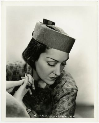 Hollywood Style Icon Gloria Swanson Pillbox Hat Vintage 1937 Fashion Photograph