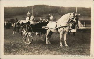 Rppc Gorham,  Nh Girl Riding In Horse Drawn Cart Coos County Hampshire Azo