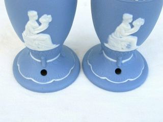 2 Vintage Goddess White Blue Jasperware Bisque Porcelain Boudoir Lamp Base Part 4