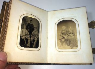 Rare Antique Victorian American Men & Women,  Kids Cdv / Tintype Photo Album