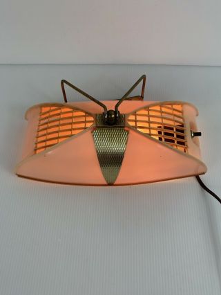 Vtg 50s Mid Century Modern Bed Headboard Light Lamp Fixture Plastic