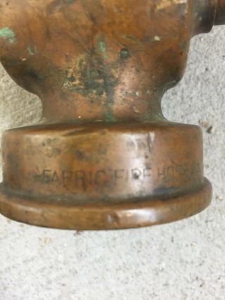 Vintage Elkhart Brass Fire Hose Nozzle and Antique Fabric Firehouse Co.  of NY 3