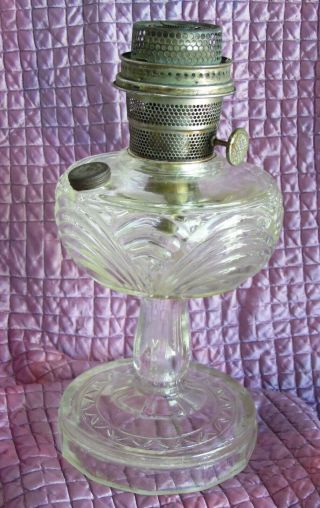 Aladdin Clear Glass Washington Drape Oil Lamp B - 50 Nickel Nu Type Model B Burner