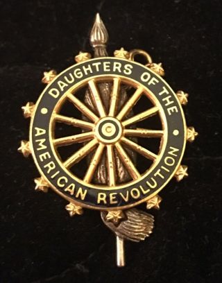 Daughters Of The American Revolution Dar Membership Pin Gold Filled