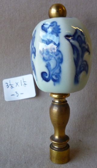 Lamp Finial Handmade Vintage Asian Porcelain Bead 3 1/2 " H X 1 1/2 " D (per Each)