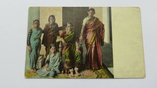 Postcard India,  Vintage Ravi Varma Press,  Women & Girls In Traditional Dress.