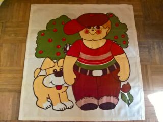 Tampella Finland Wallhanging A Boy And A Dog 70s Vintage