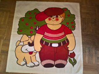 Tampella Finland wallhanging a boy and a dog 70s vintage 4