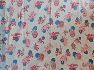 VINTAGE 1940 ' S CACTUS PRINT FEEDSACK COTTON TABLECLOTH 38 BY 38 INCHES 2