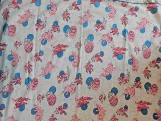 VINTAGE 1940 ' S CACTUS PRINT FEEDSACK COTTON TABLECLOTH 38 BY 38 INCHES 3